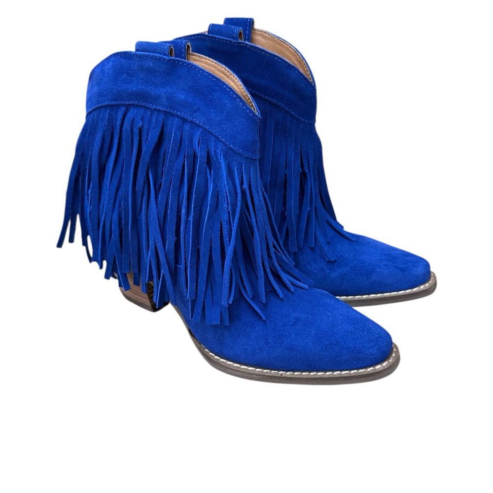 Dingo Royal Blue Fringe Ankle Boots cowboy western